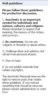 The guidelines on the auschwitz  Faceook page
